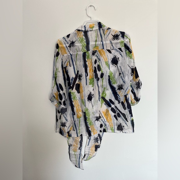 Grenier Abstract Print Tie-Front Blouse size XS - Picture 6 of 6